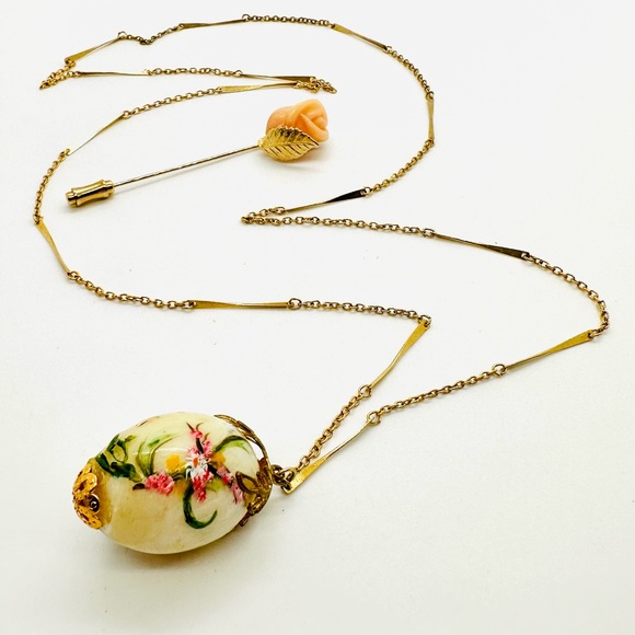 Adorable Egg Pendant & Floral Stick pin - Picture 16 of 16